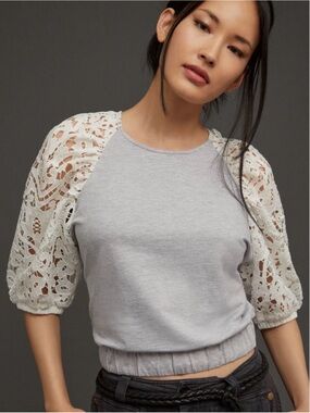 Anthropologie Dolan lace-sleeve top